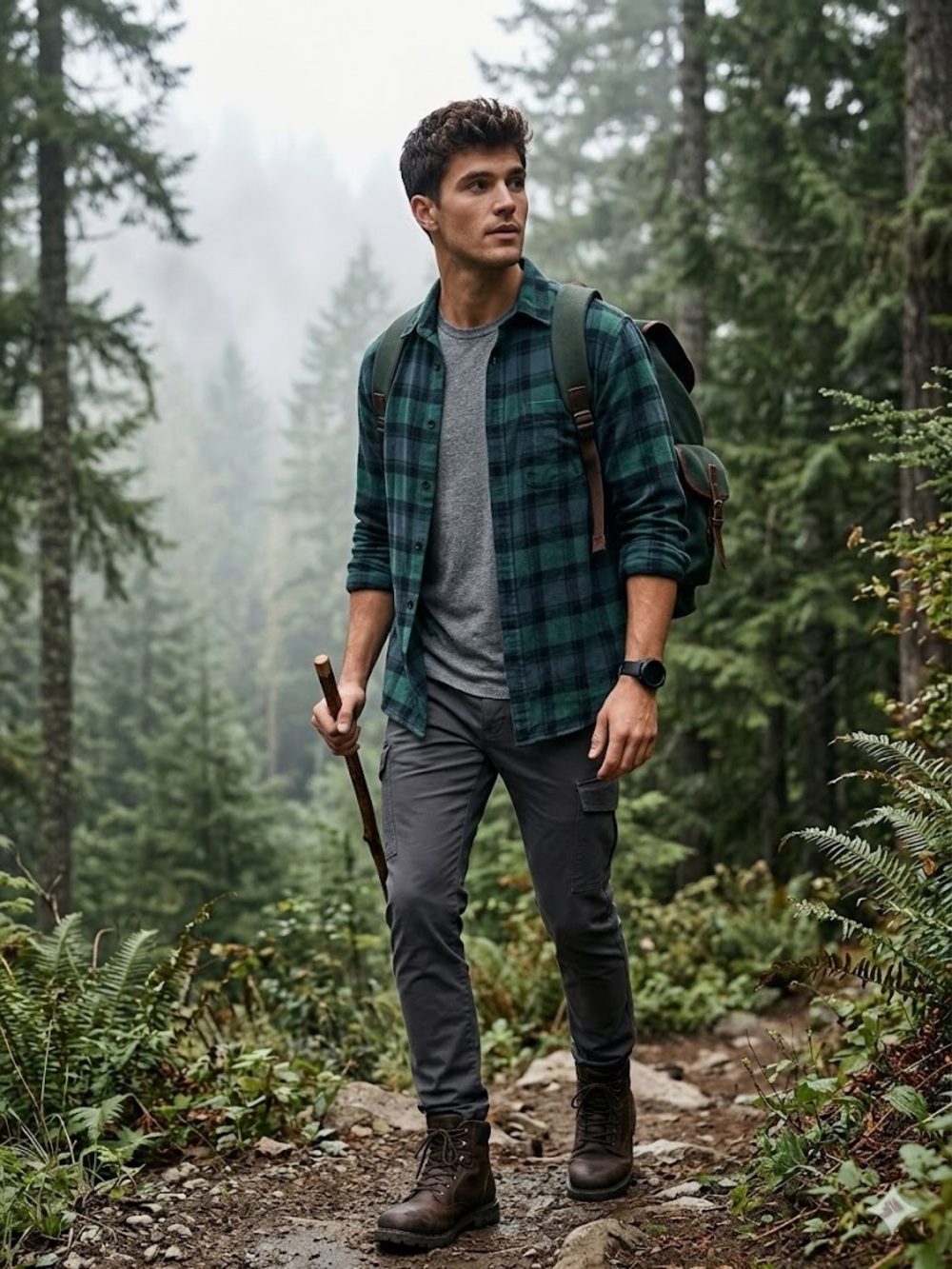 Urban Outfitters Green Plaid Flannel Shirt Forest Green Outdoor Button Up Small